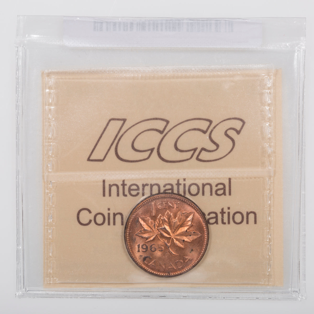 1 Cent 1965 LB P5 ICCS MS-64 Red
