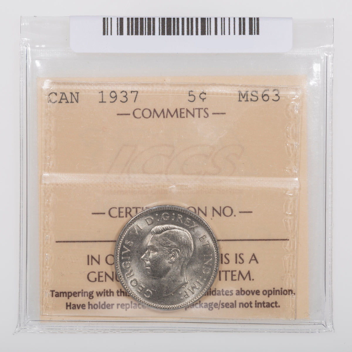 5 Cent 1940 ICCS MS-64