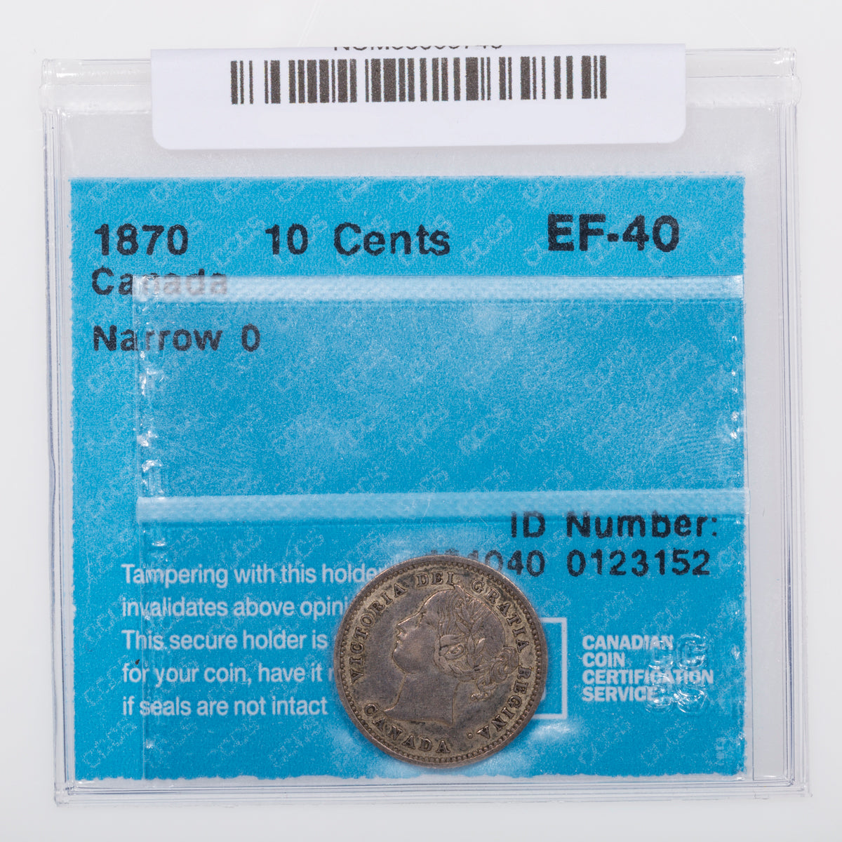 10 Cent 1870 Narrow 0 CCCS EF-40