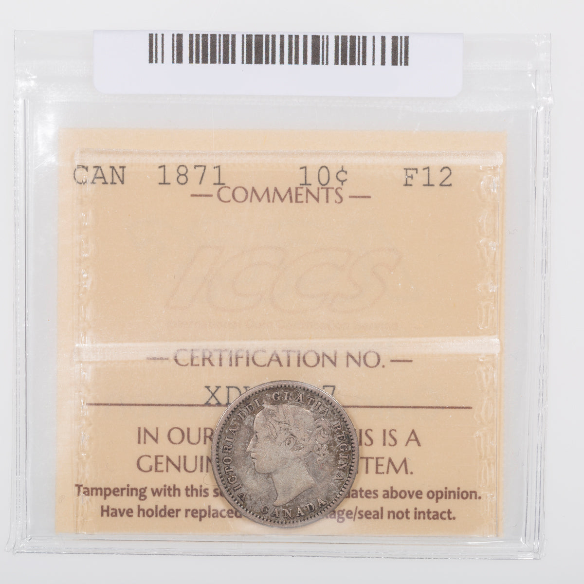 10 Cent 1871 ICCS F-12