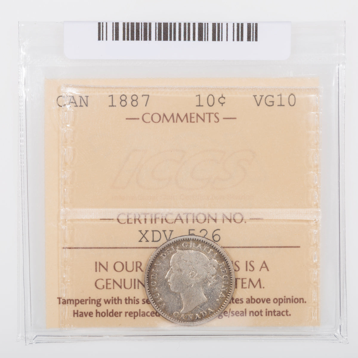 10 Cent 1887 ICCS VG-10