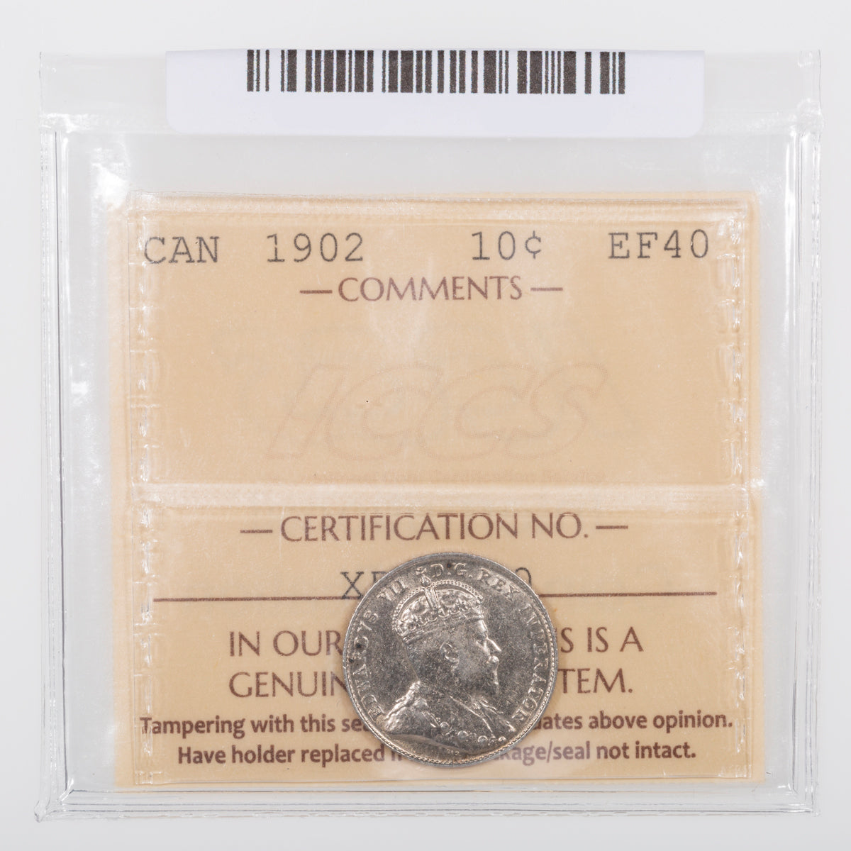 10 Cent 1902 ICCS EF-40