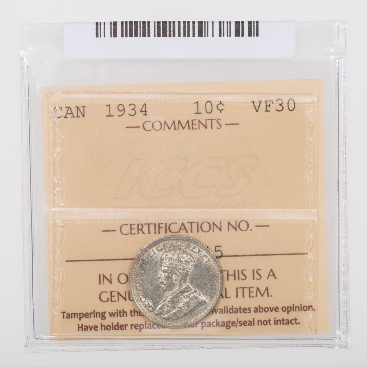 10 Cent 1934 ICCS VF-30
