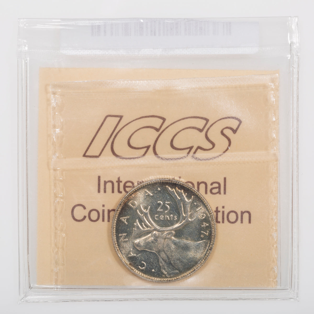 25 Cent 1947 Maple Leaf ICCS MS-64