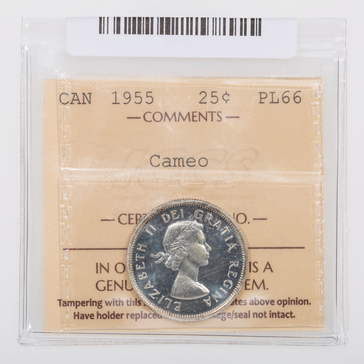 25 Cent 1955 ICCS PL-66 Cameo