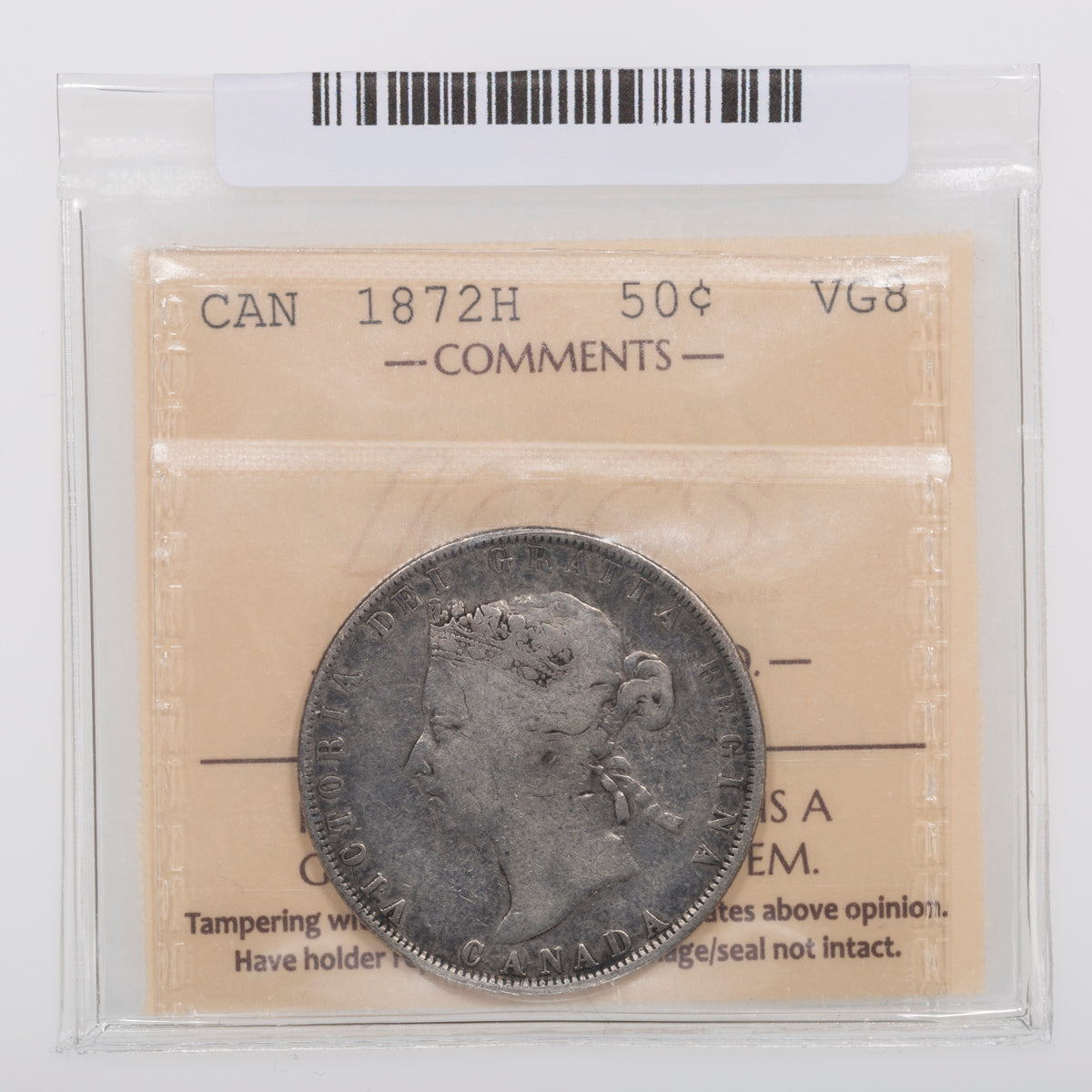 50 Cent 1872H ICCS VG-8