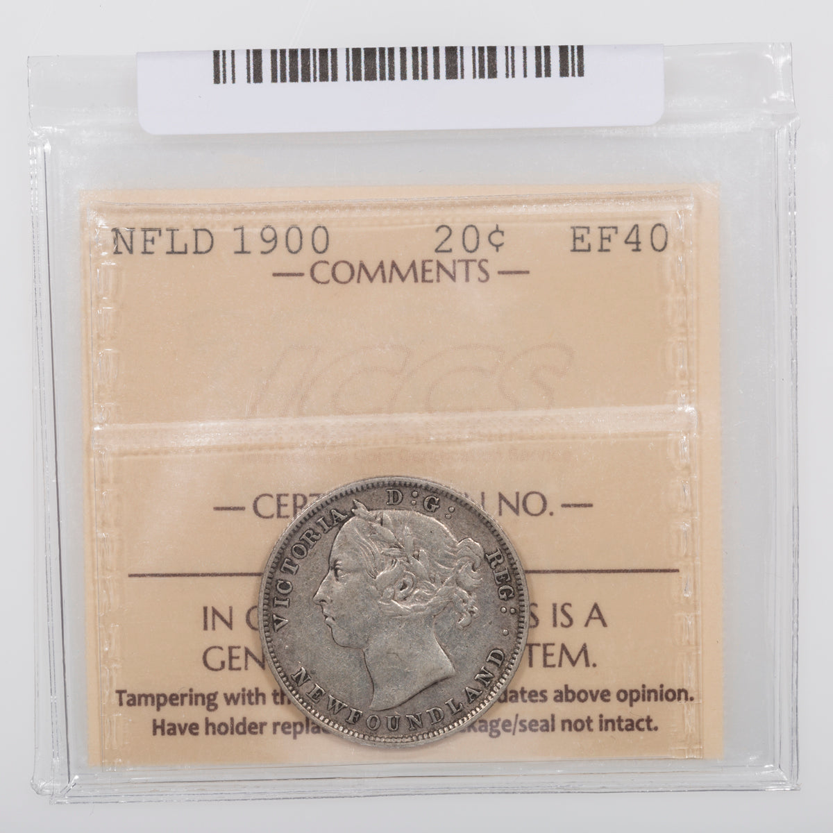 NFLD 20 Cent 1900 ICCS EF-40