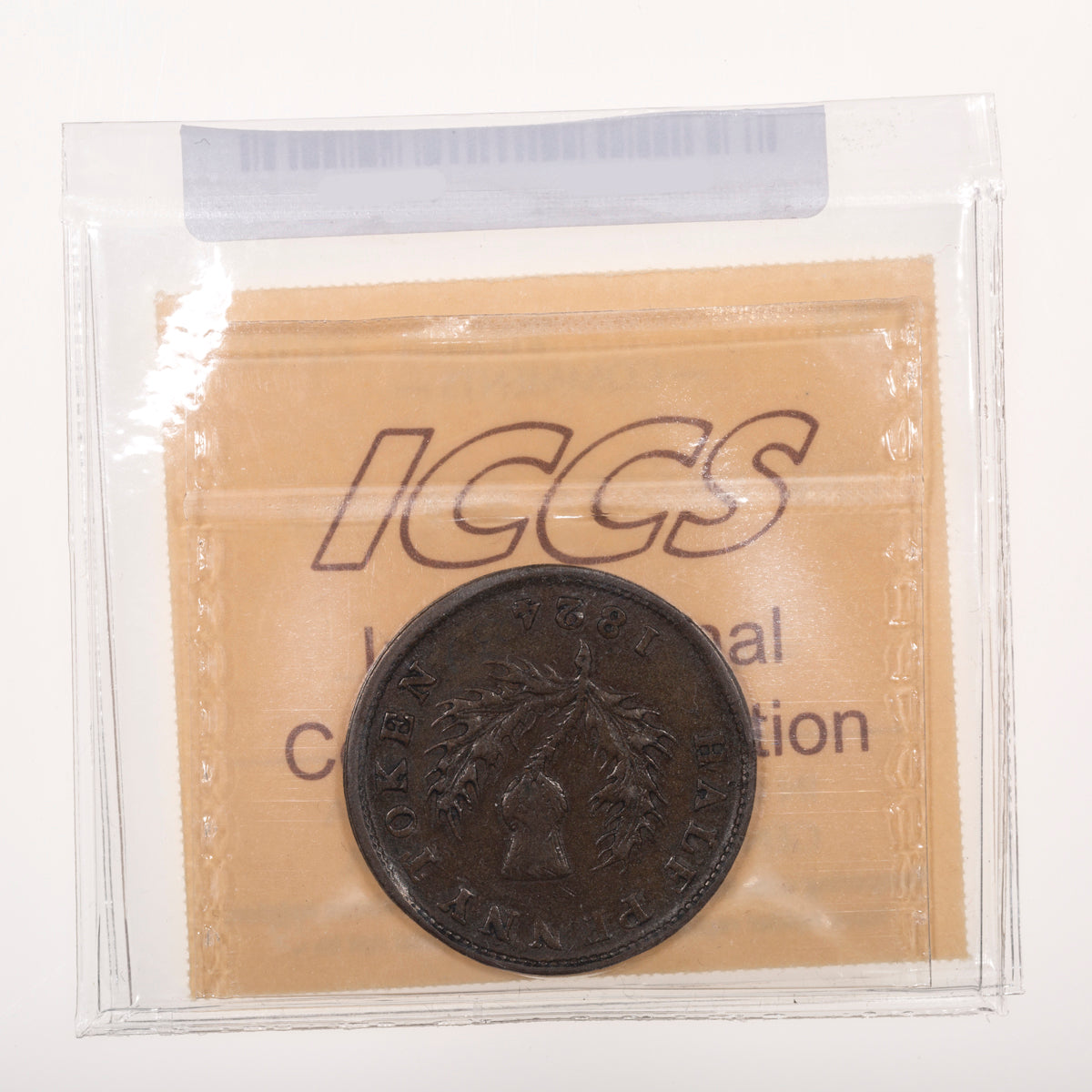 Nova Scotia CH# NS-1C2 Thistle Token George IV Halfpenny 1824 Near "P" ICCS EF-40