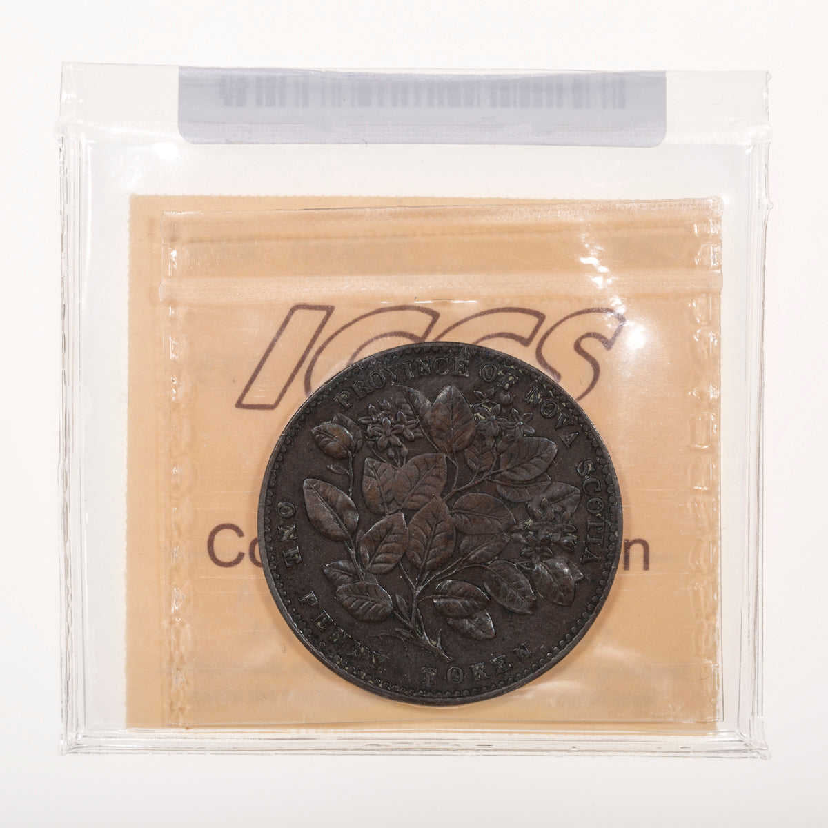 Nova Scotia CH# NS-6A1 Victoria Mayflower Coinage One Penny 1856 With "L.C.W.", Bronze ICCS EF-40