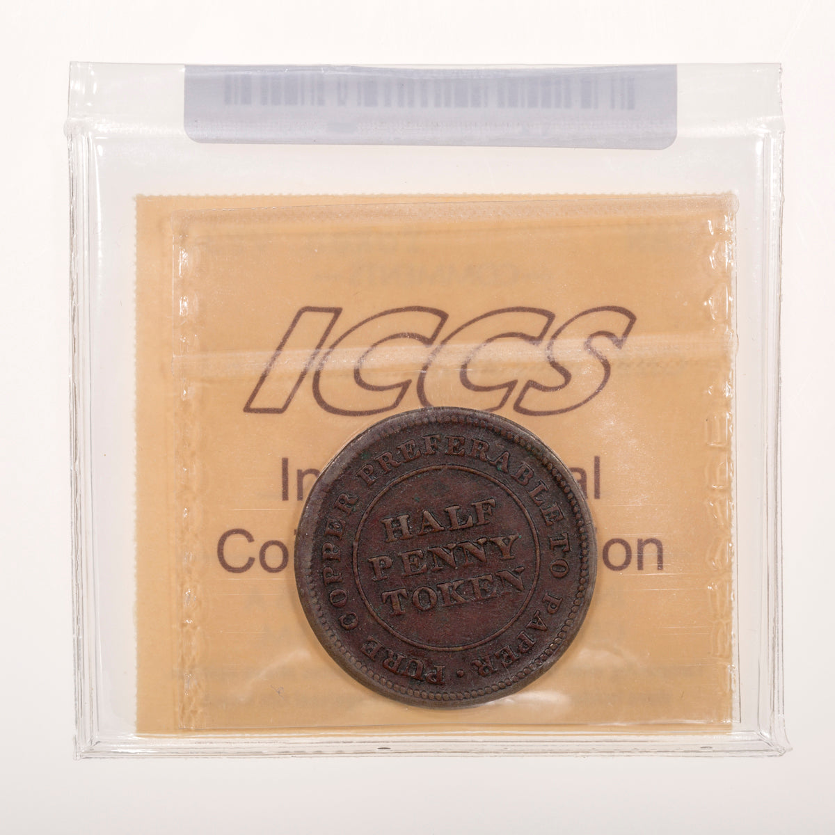Nova Scotia CH# NS-19B2 Trade & Navigation Pure Copper Preferable To Paper Half Penny Token 1813 Engrailed ICCS VF-30