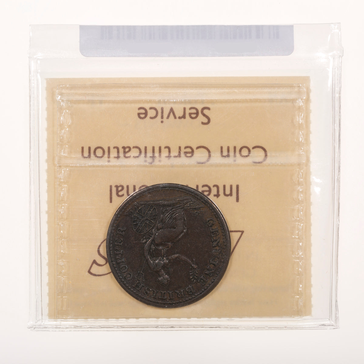 Nova Scotia CH# NS-25A1 Genuine British Copper Halfpenny Token 1815 Large bust, 8 leaves ICCS VF-30