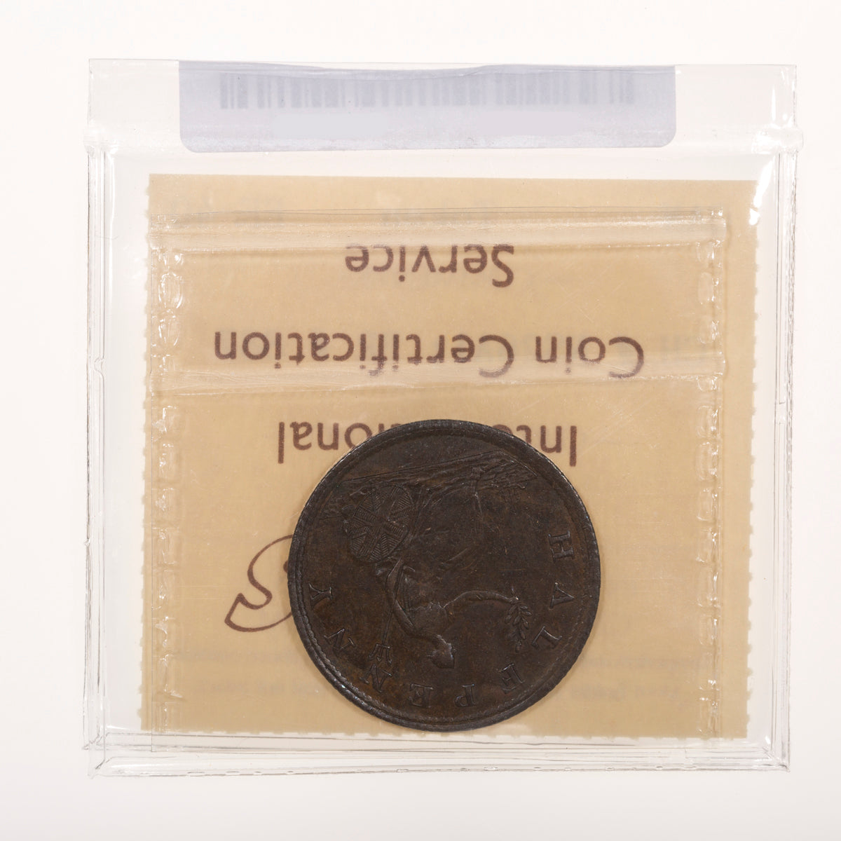 Nova Scotia CH# NS-26A1 Genuine British Copper Halfpenny 1815 Reeded ICCS EF-40