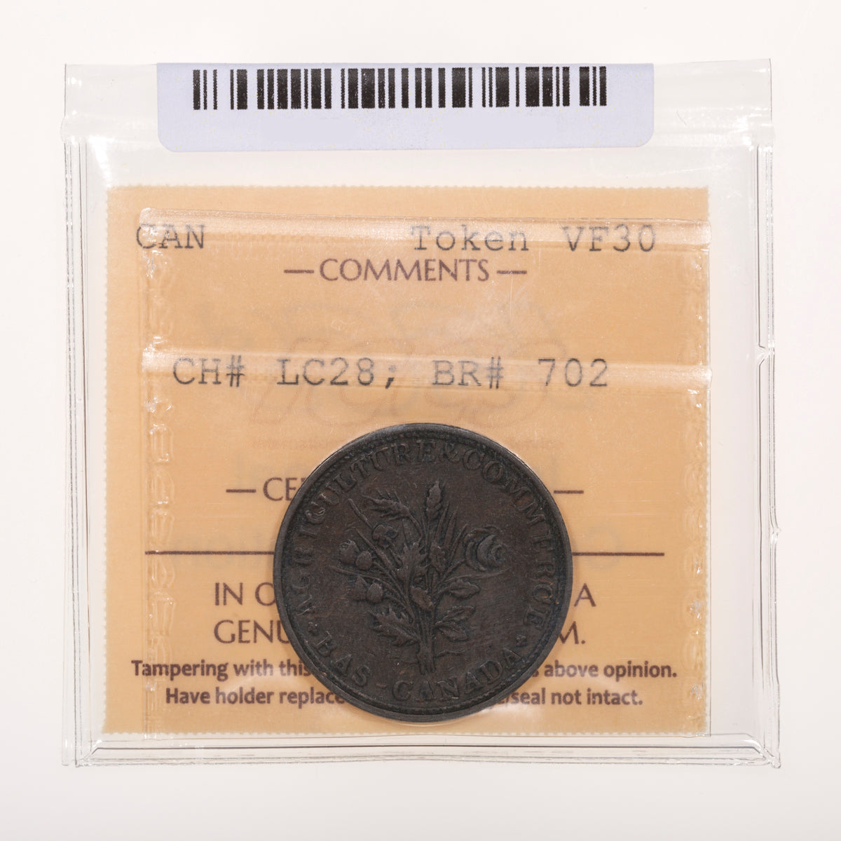 Lower Canada CH# LC-28 Bouquet Sou Belleville 18 Leaves 1 Shamrock ND ICCS VF-30