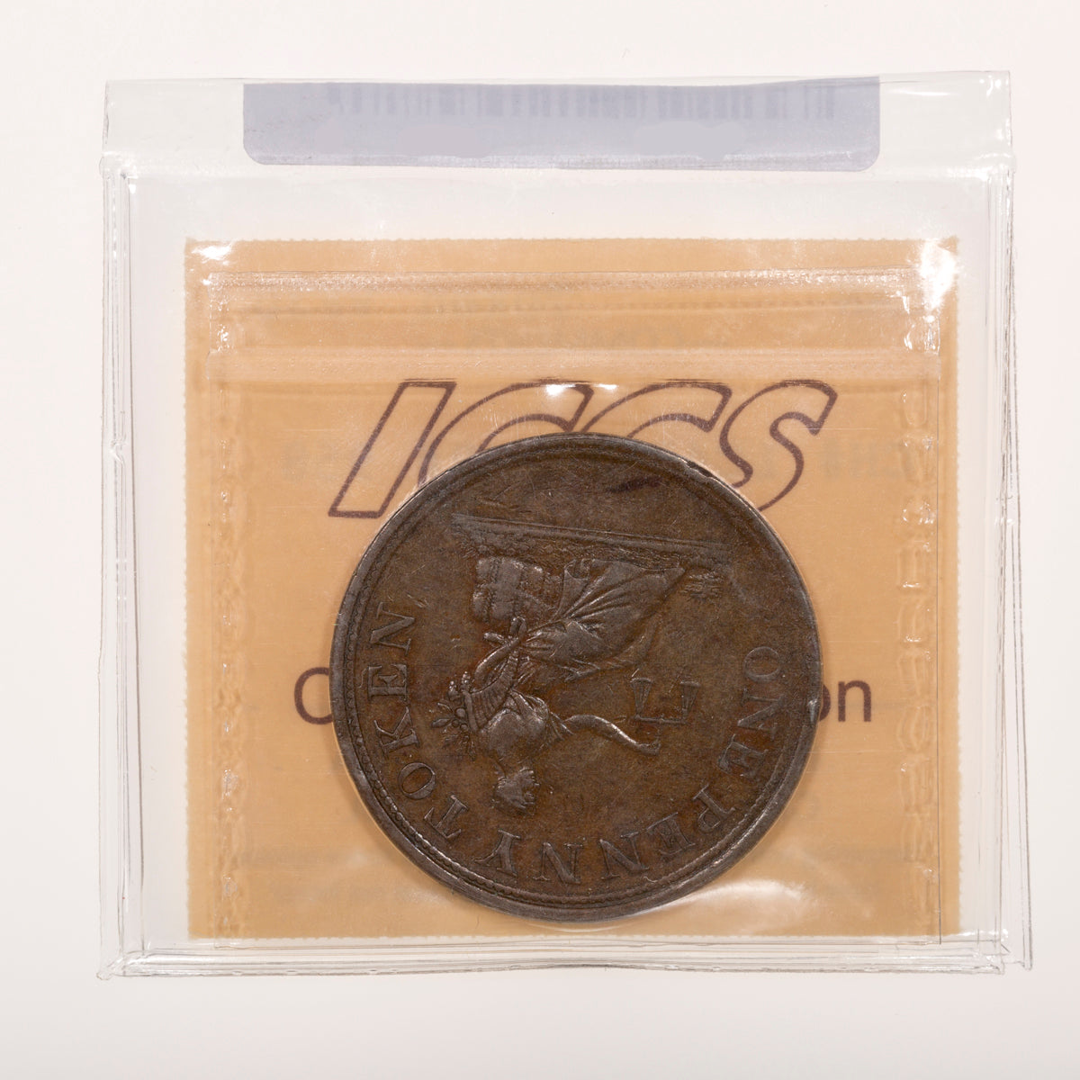 Lower Canada CH# LC-47B1 Halliday One Penny Token 1812 Small ship ICCS VF-30