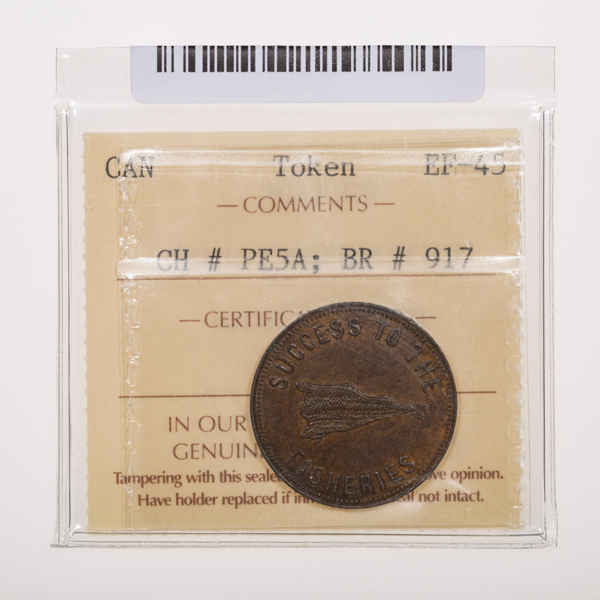 Prince Edward Island CH# PE-5A Speed the Plough Success to the Fisheries Token (1859) Clevis reverse, Medal axis ICCS EF-45