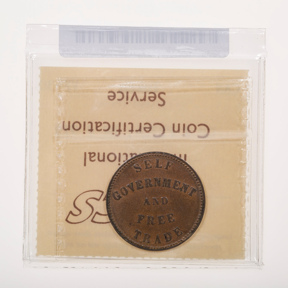 Prince Edward Island CH# PE-7C4 Self Government and Free Trade 1857 Small quatrefoil, Small AND, Medal axis ICCS VF-30