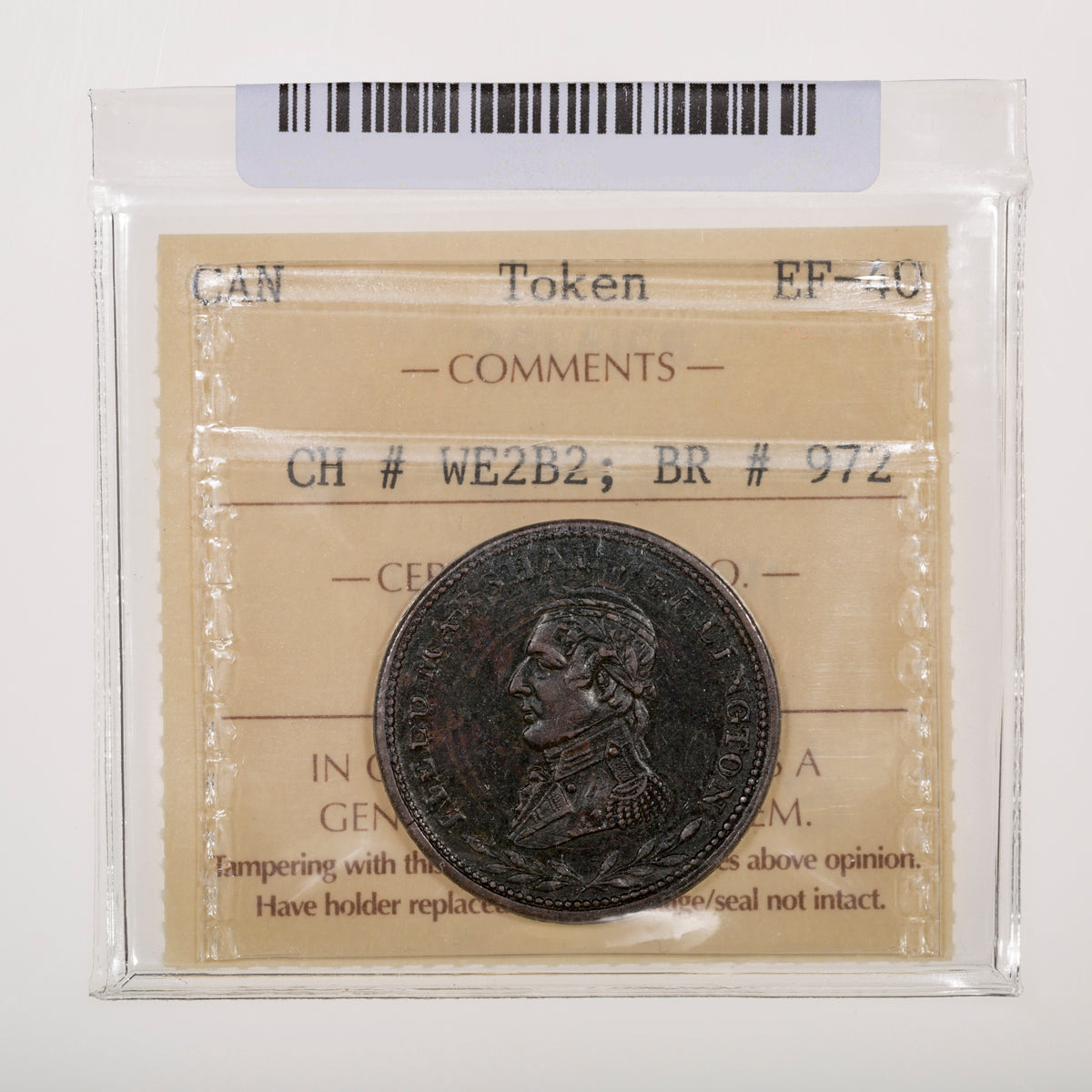 Wellington CH# WE-2B2 Halfpenny Token Field Marshall Wellington Small Lettering ND Engrailed ICCS EF-40