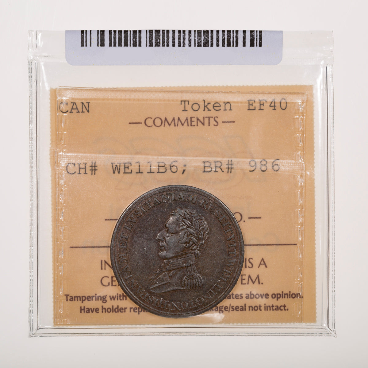 Wellington CH# WE-11B6 Peninsular Cuidad Salamanca Madrid Token (1812) 9 leaves, Large centre lock ICCS EF-40
