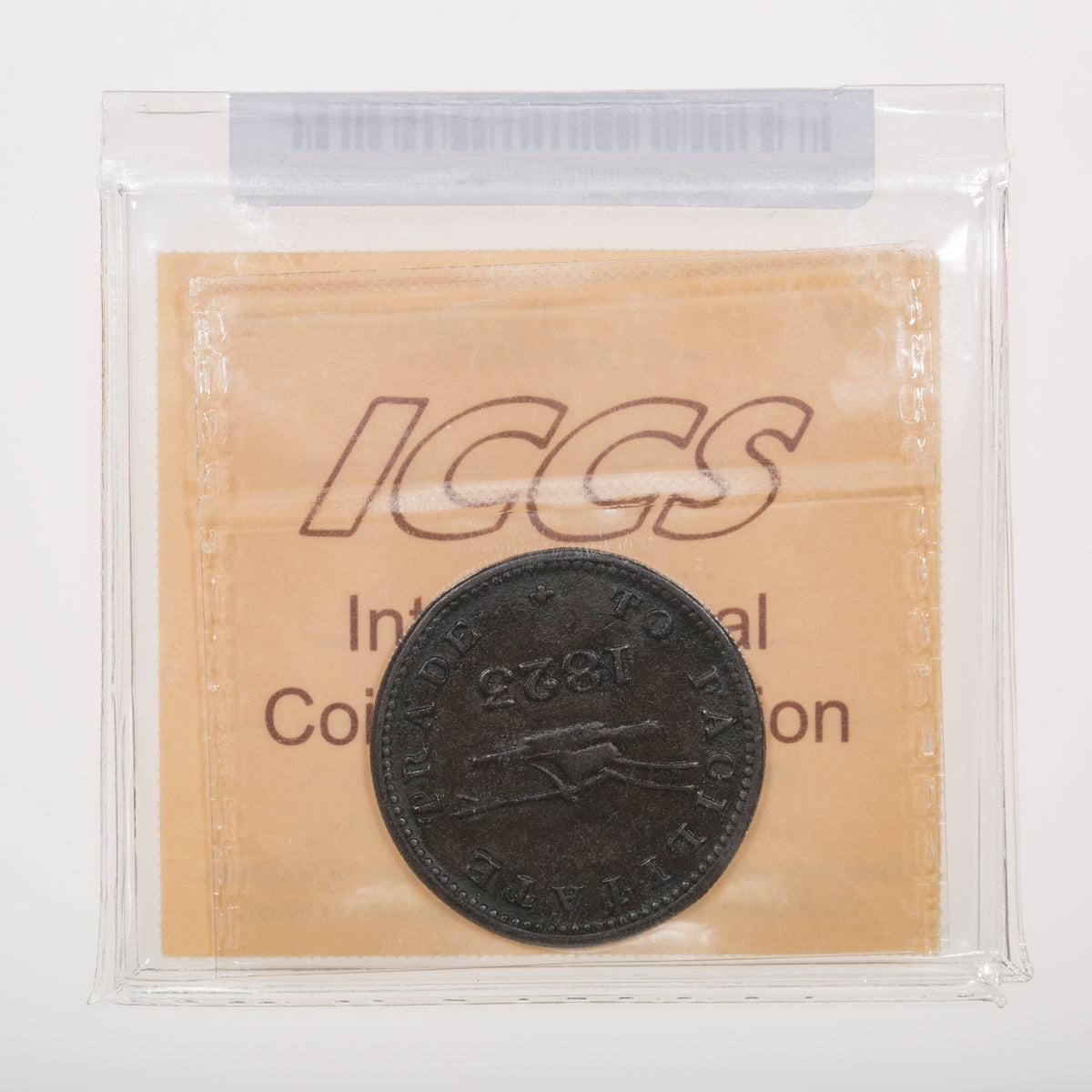 Upper Canada CH# UC-12A2 Sloop Token To Facilitate Trade 1823 Above "A", Coinage axis ICCS VF-20