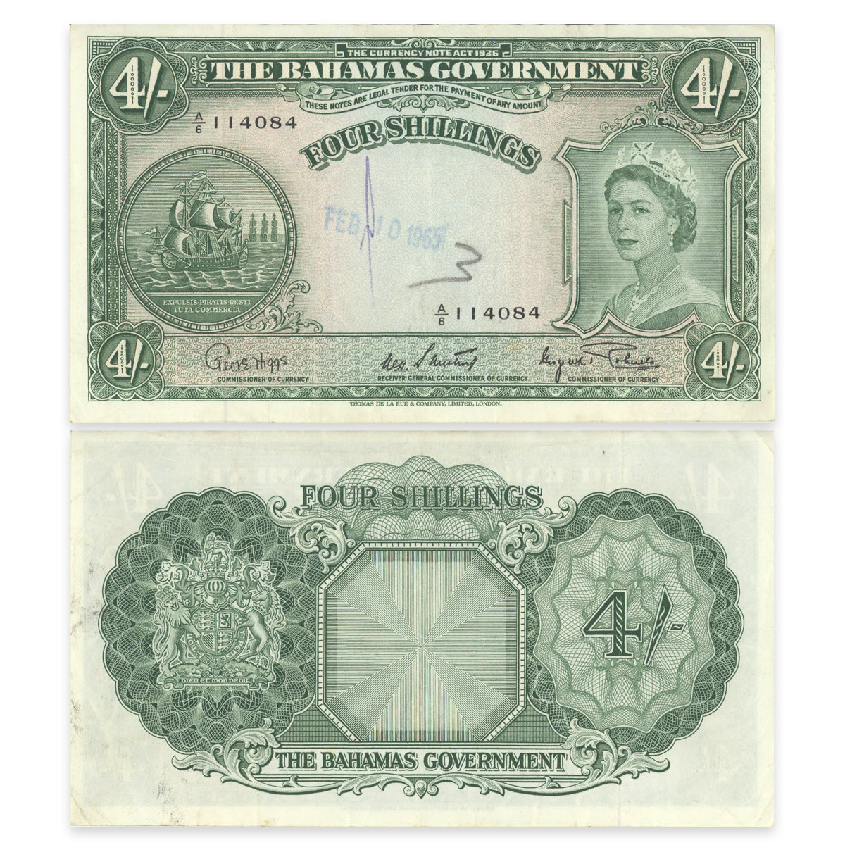 Bahamas 4 Shillings 1953 P# 13d VF-30