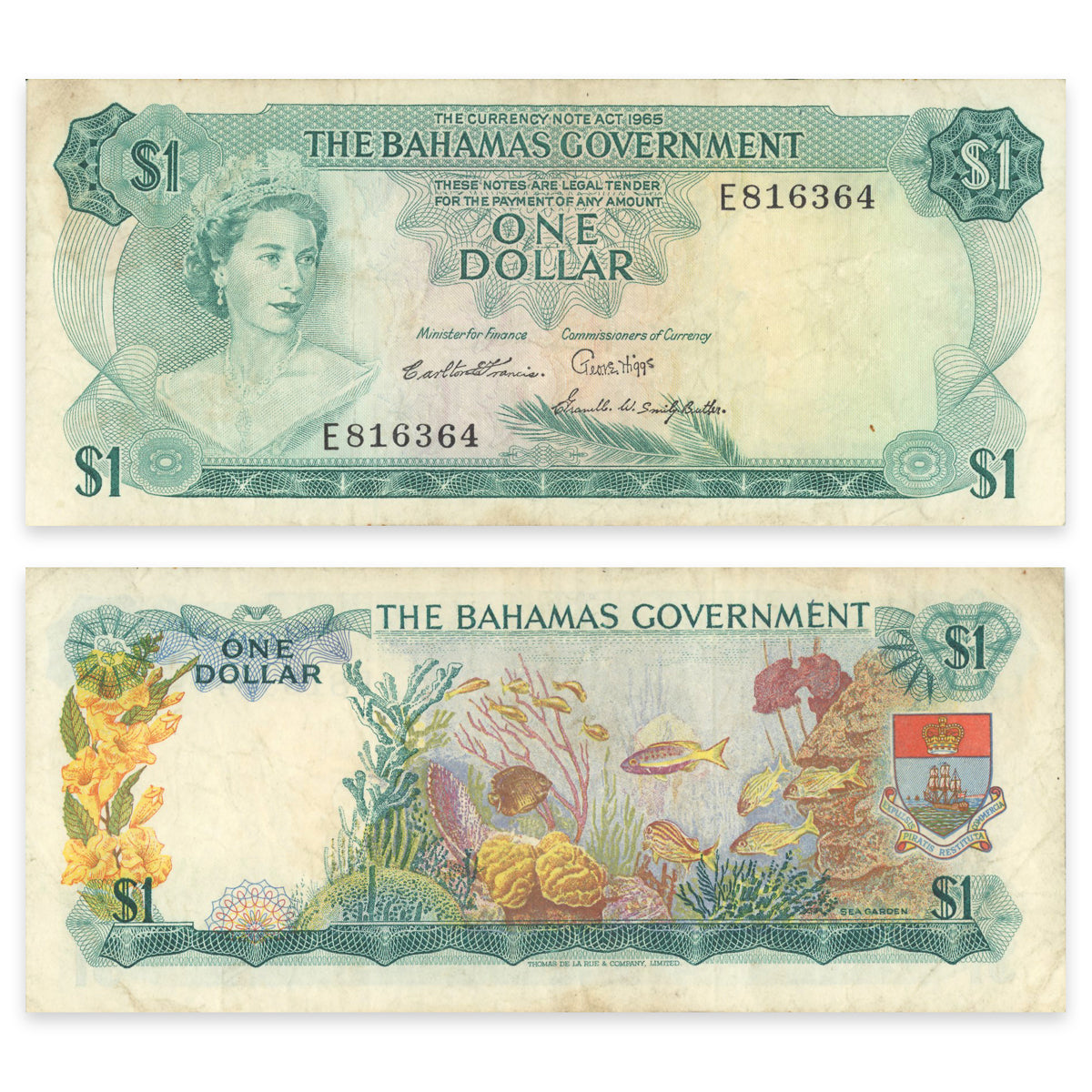 Bahamas 1 Dollar 1965 P# 18b F-15