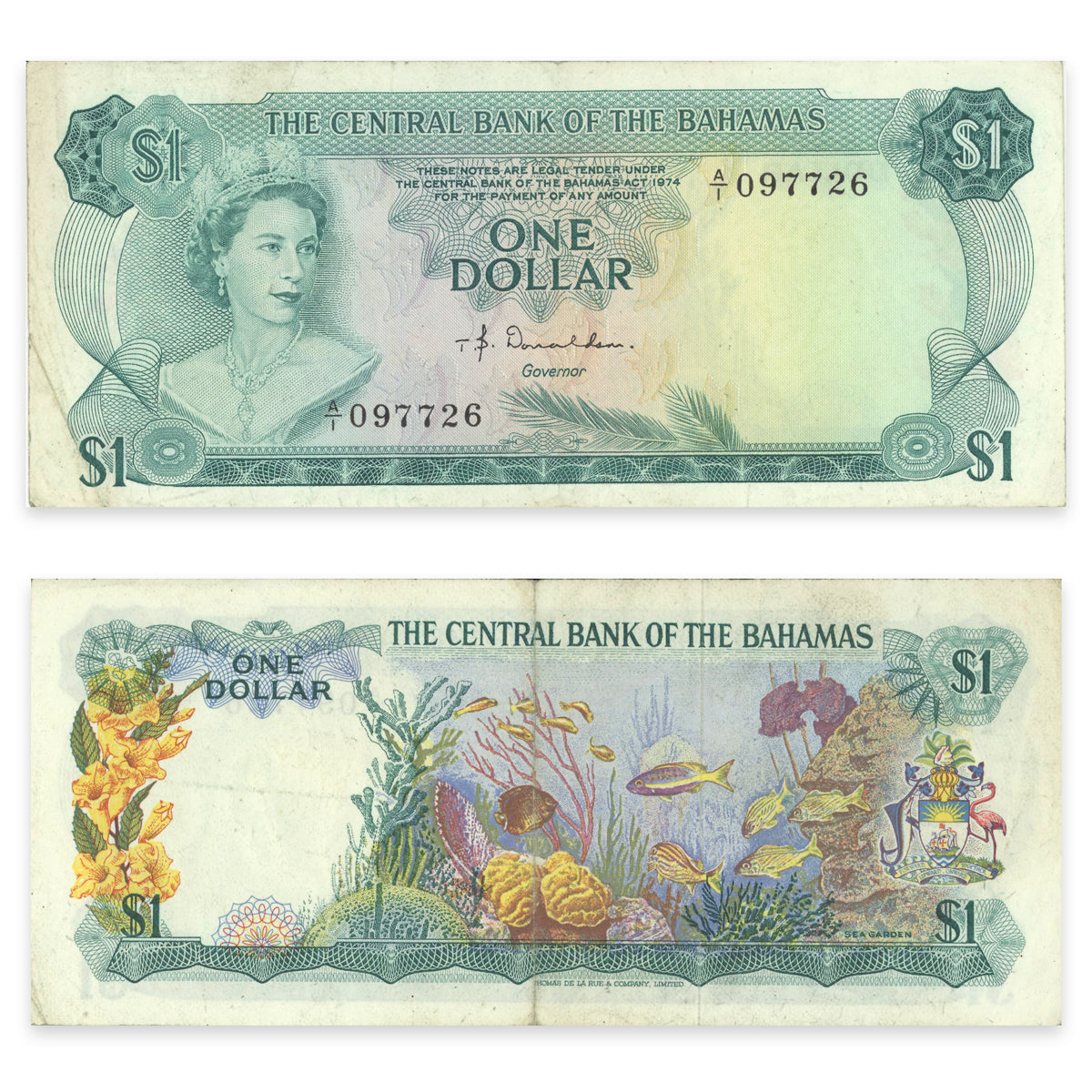 Bahamas 1 Dollar 1974 P# 35a F-18