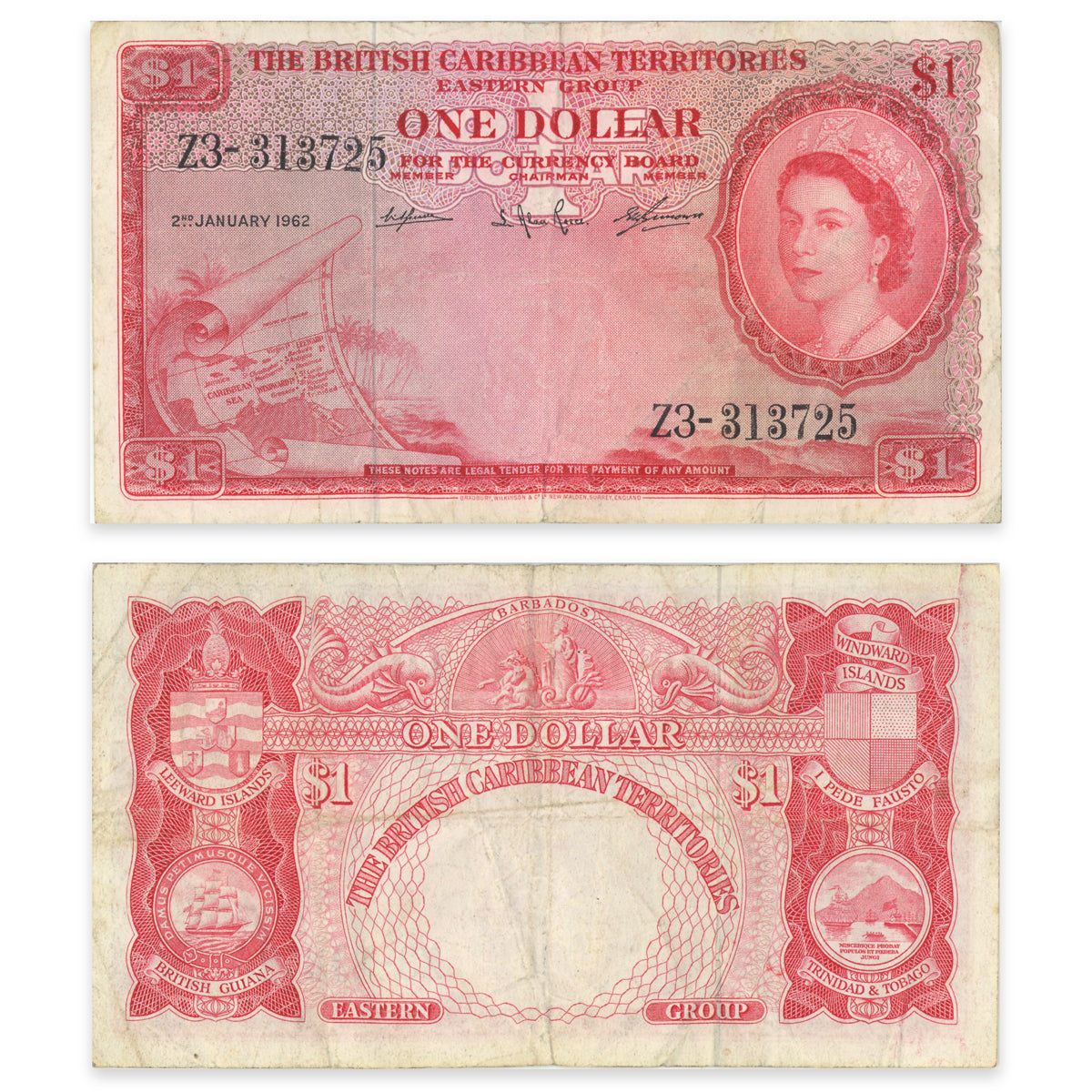 British Caribbean Territories, Eastern Group 1 Dollar 1962 P# 7c VF-20