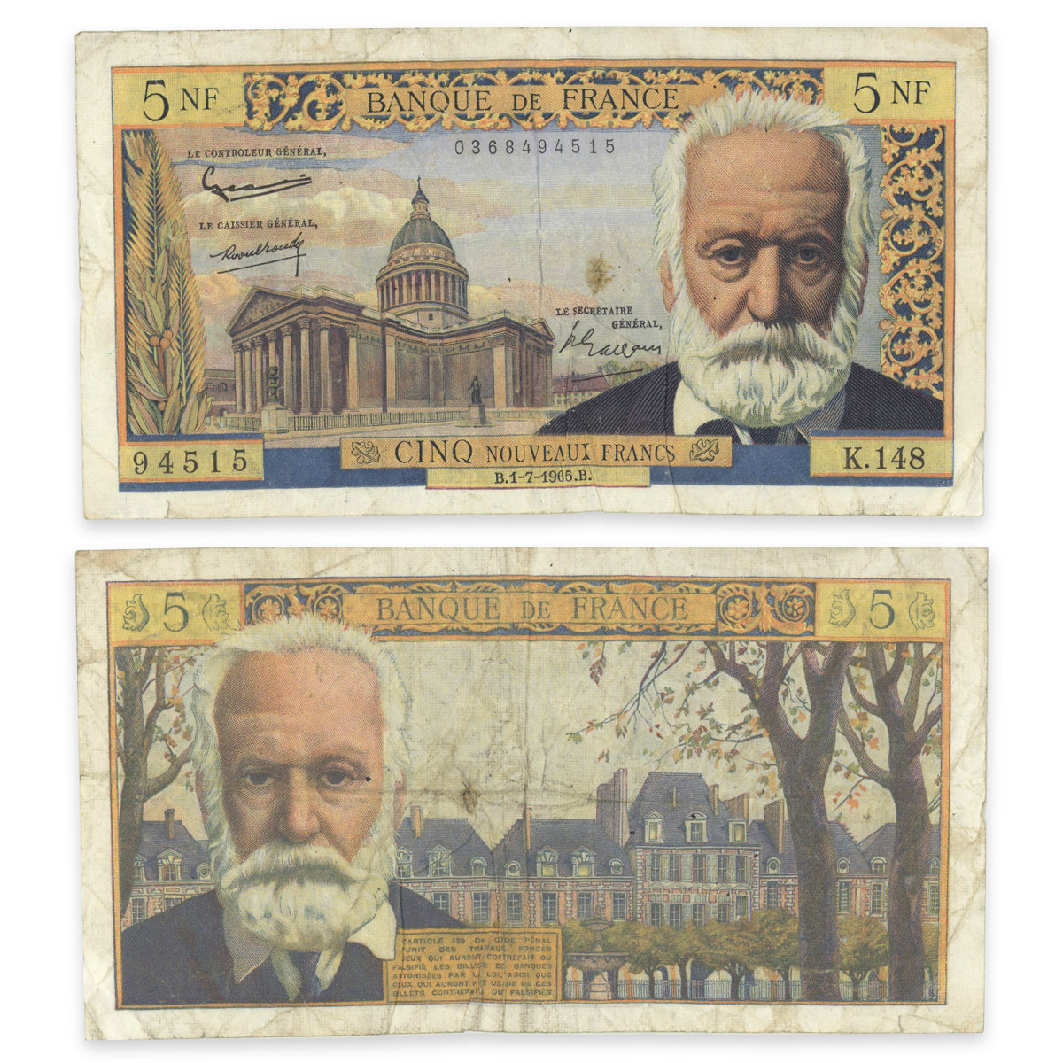 France 5 New Francs 1965 P# 141a VG-10