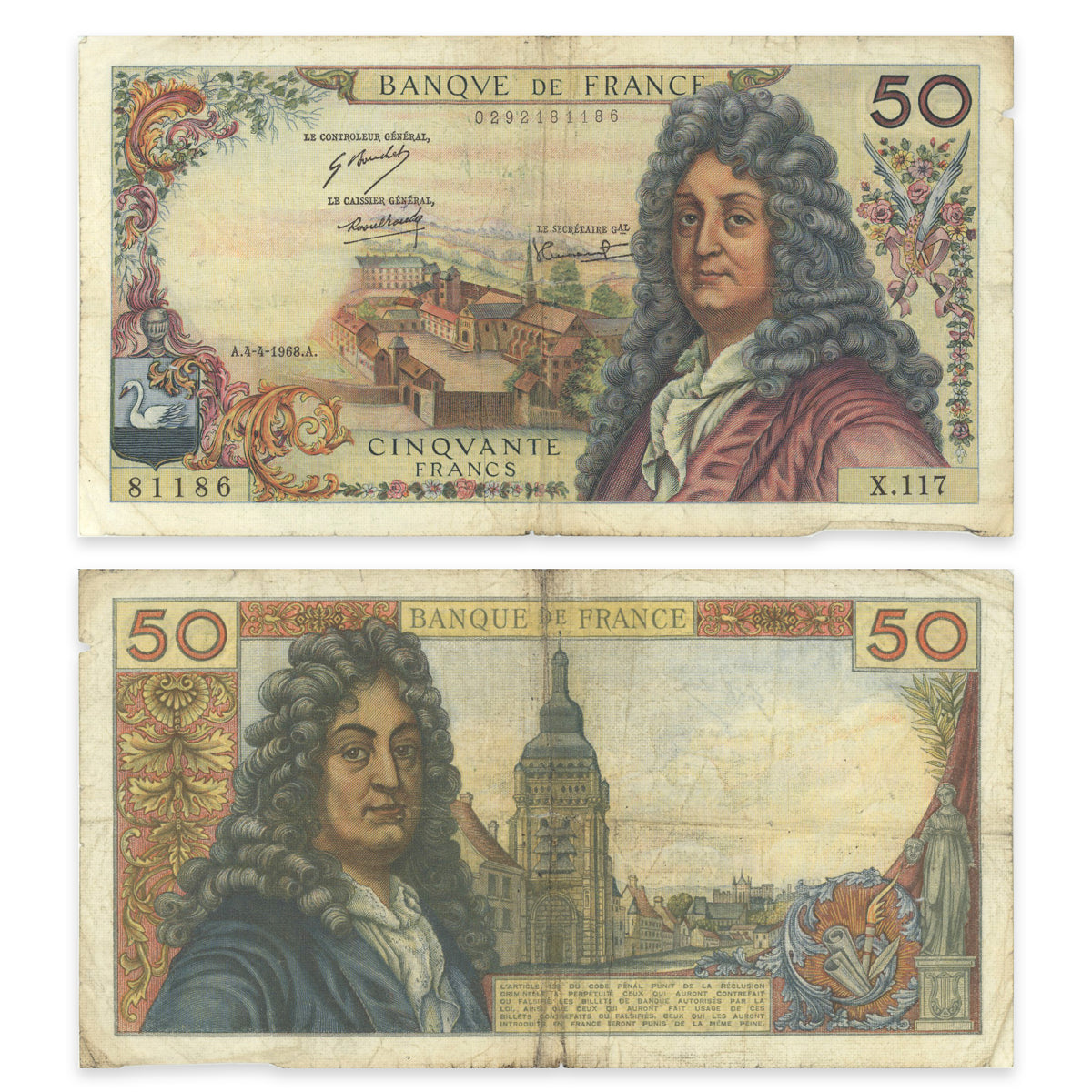 France 50 Francs 1968 P# 148c F-12