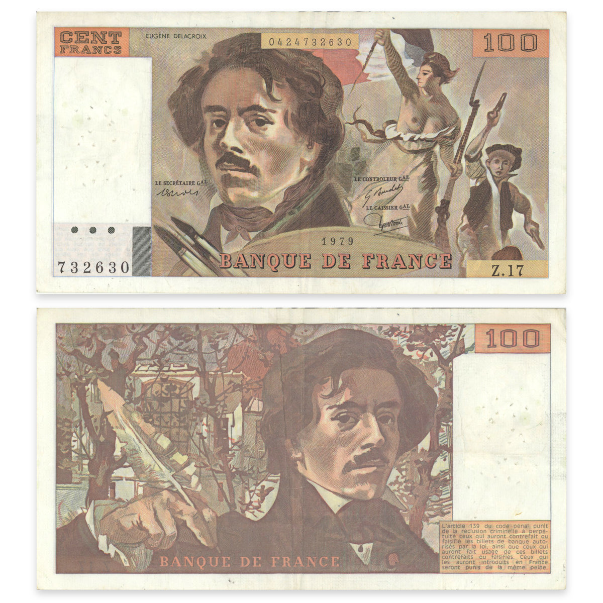 France 100 Francs 1979 P# 154a VF-30