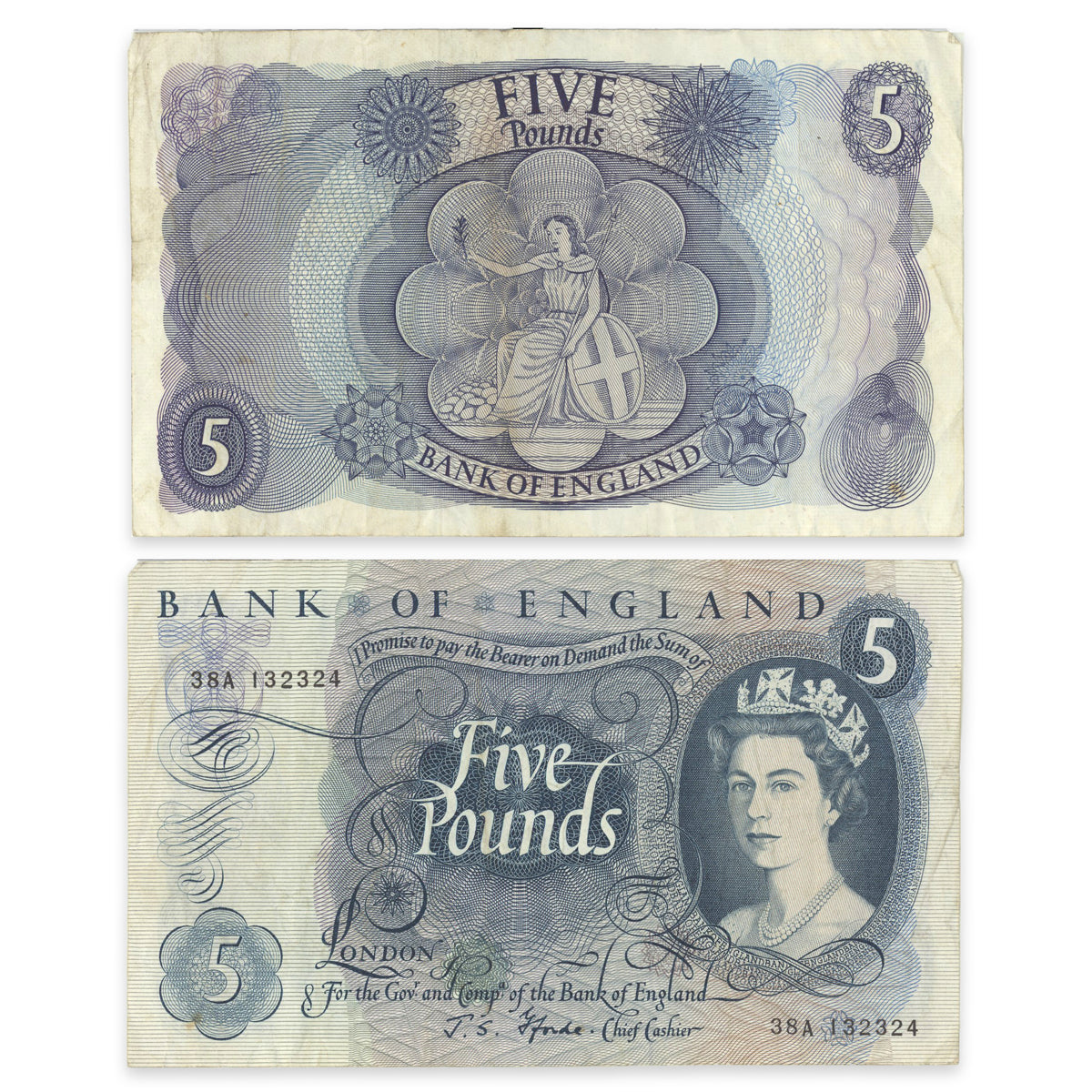 Great Britain 5 Pounds 1966 P# 375b F-18