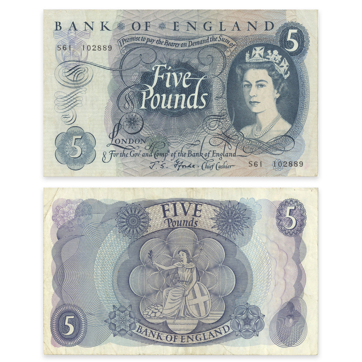 Great Britain 5 Pounds 1966 P# 375b F-18