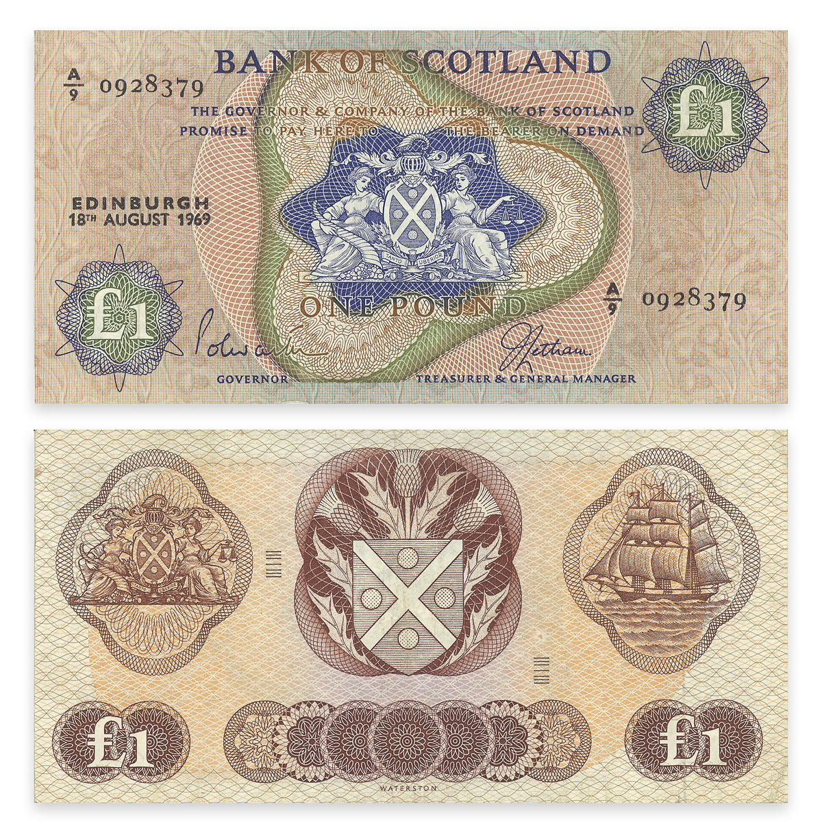 Scotland - Bank of Scotland 1 Pound 1969 P# 109b VF-30