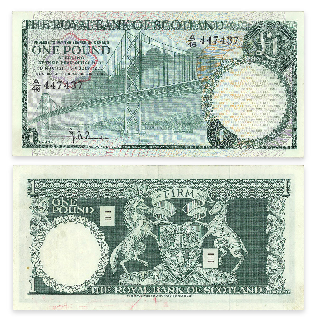 Scotland - The Royal Bank of Scotland 1 Pound 1970 P# 334a VF-30