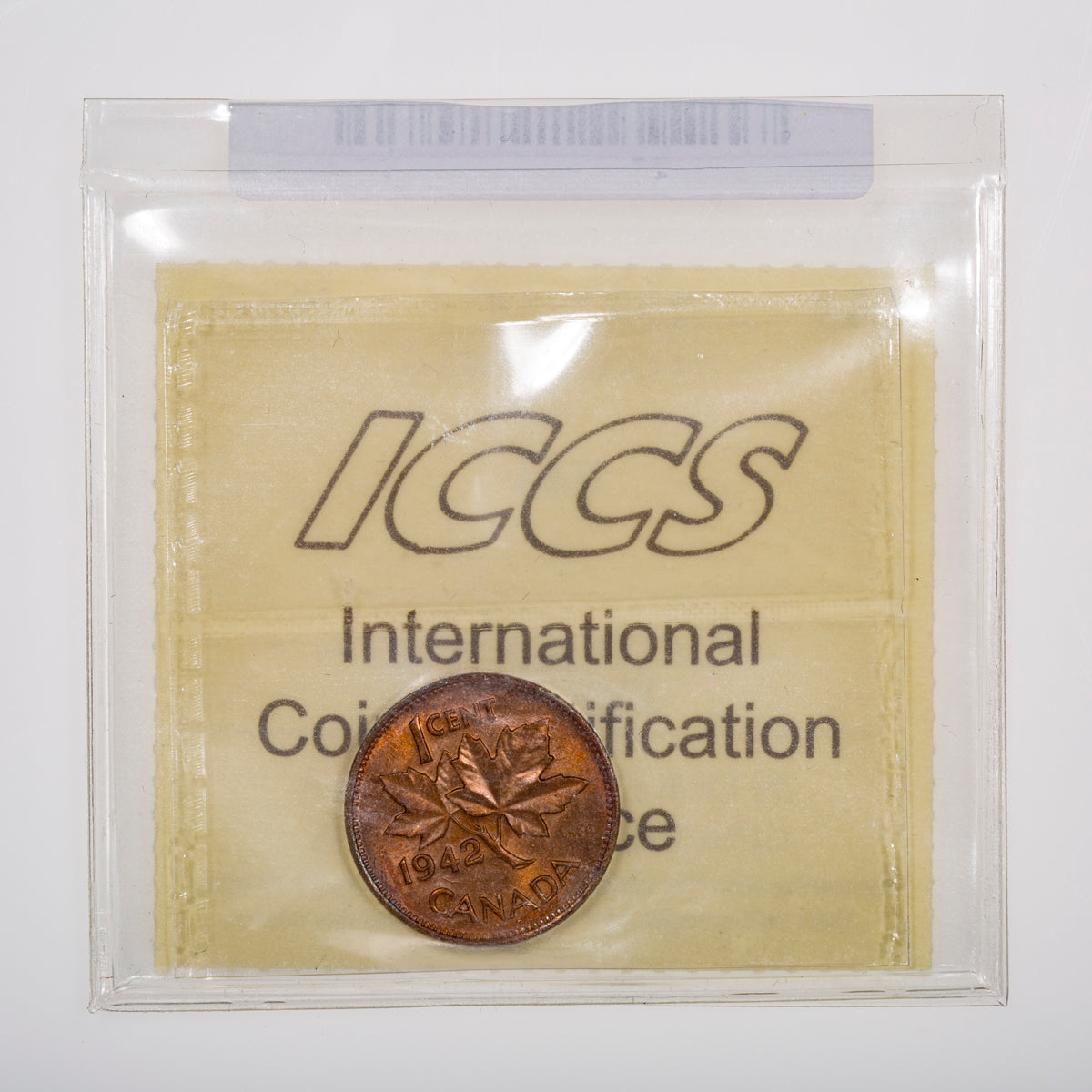 1 Cent 1942 ICCS MS-65 Red