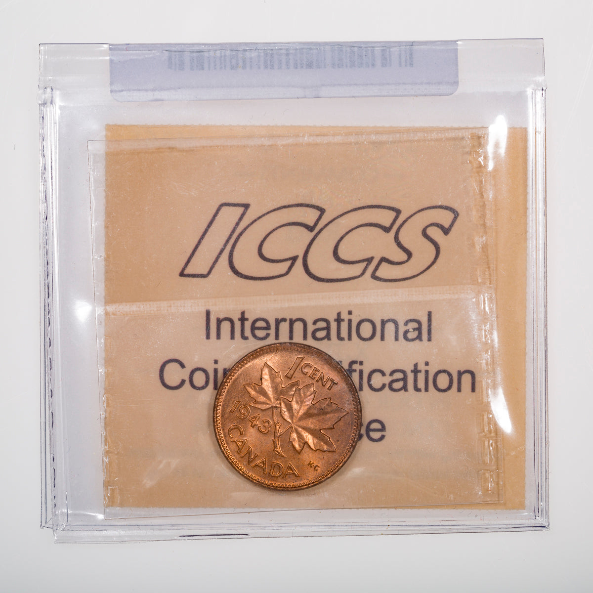 1 Cent 1943 ICCS MS-65 Red