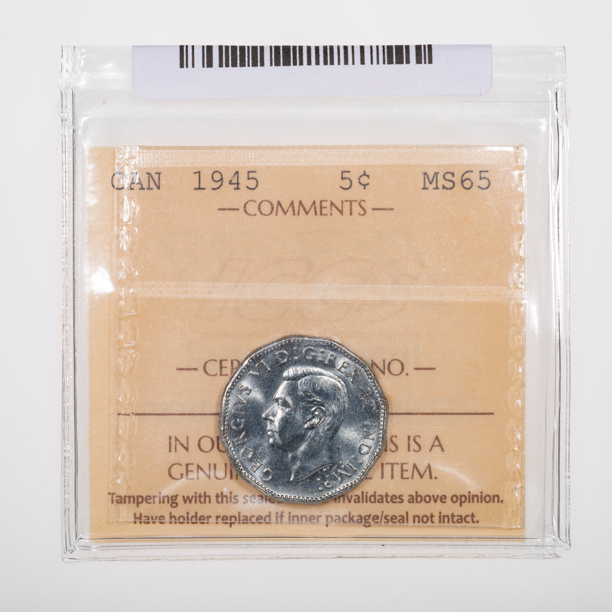 5 Cent 1945 ICCS MS-65