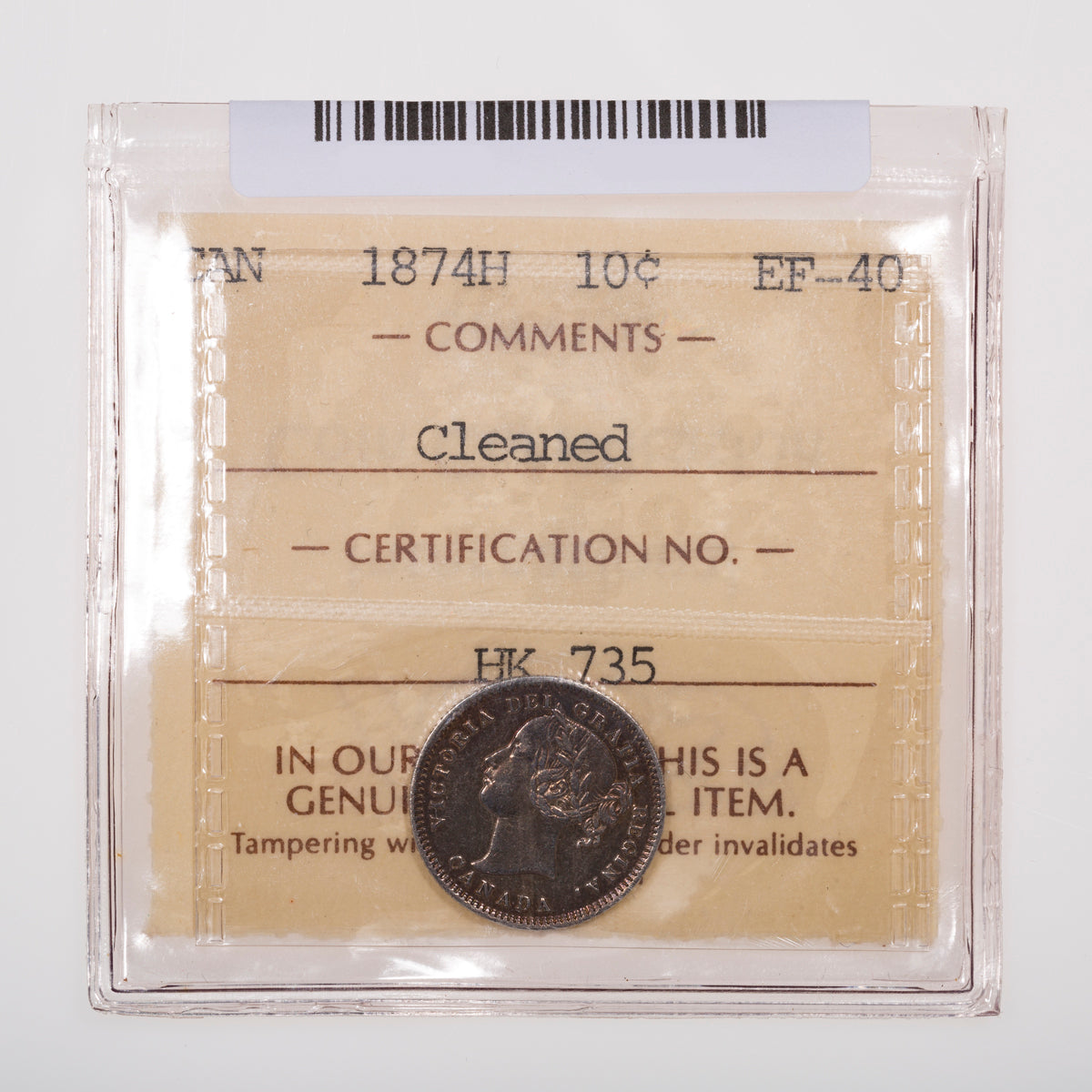 10 Cent 1874H ICCS EF-40