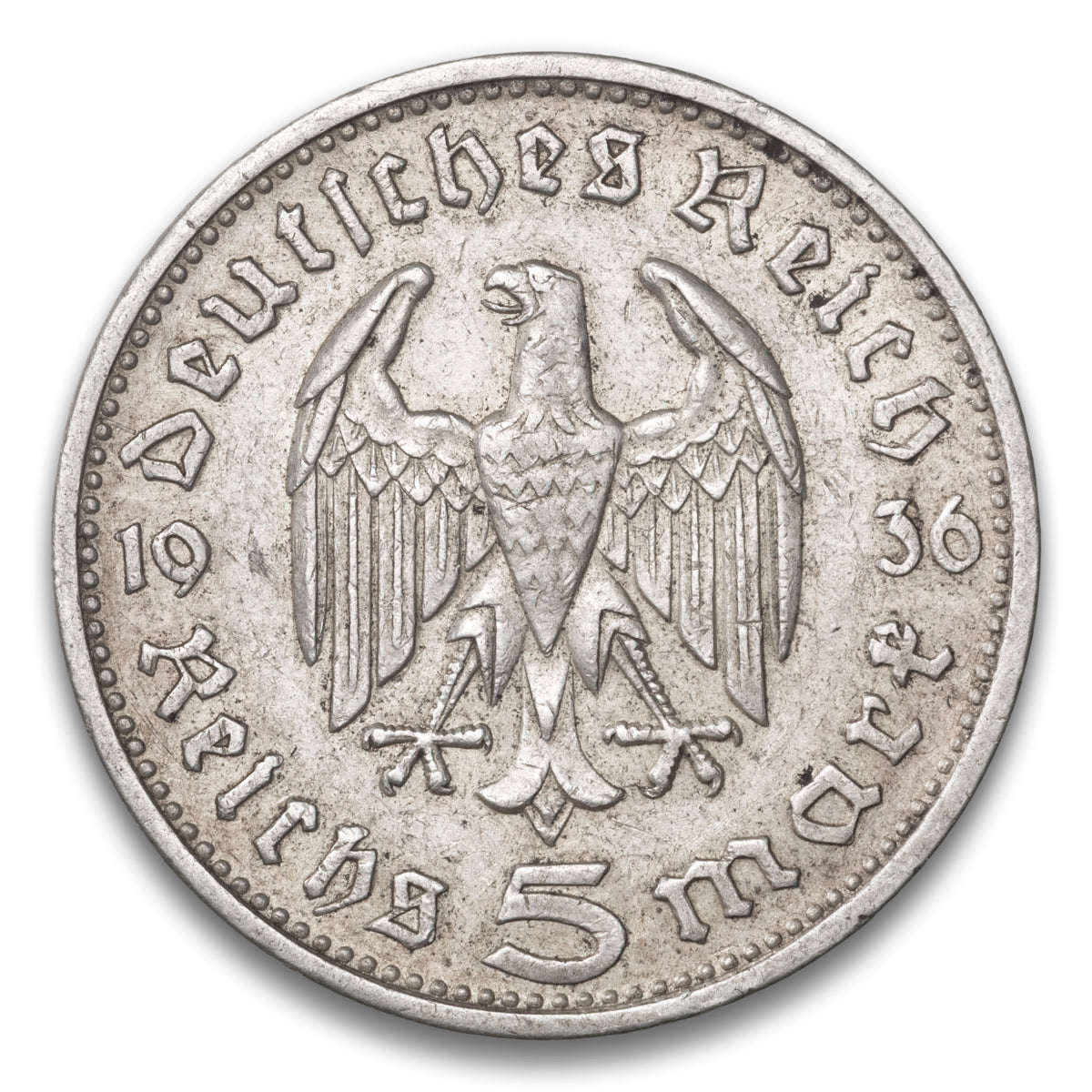 Germany Silver 5 Reichsmark 1936 E