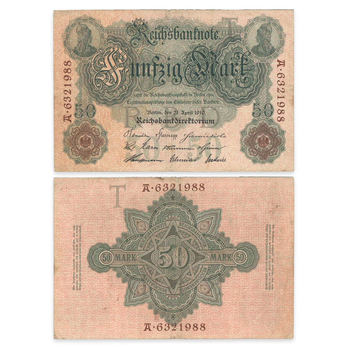 Germany - Reichsbanknote 50 Mark 1910 P# 41 F-15