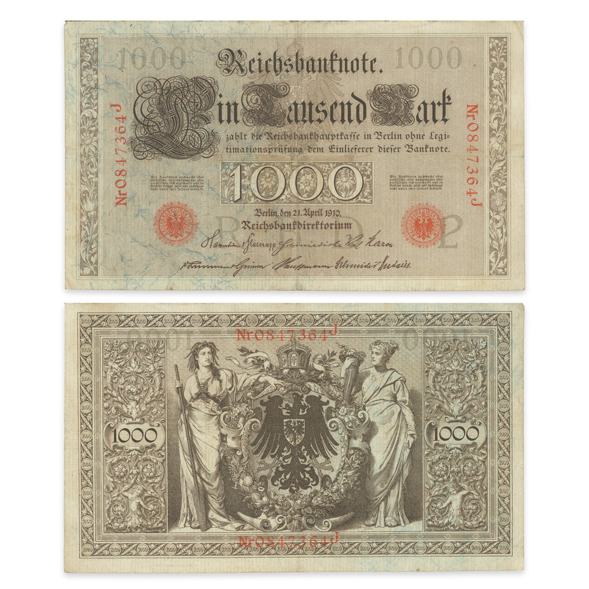 Germany - Reichsbanknote 1000 Mark 1910 P# 44b VF-25