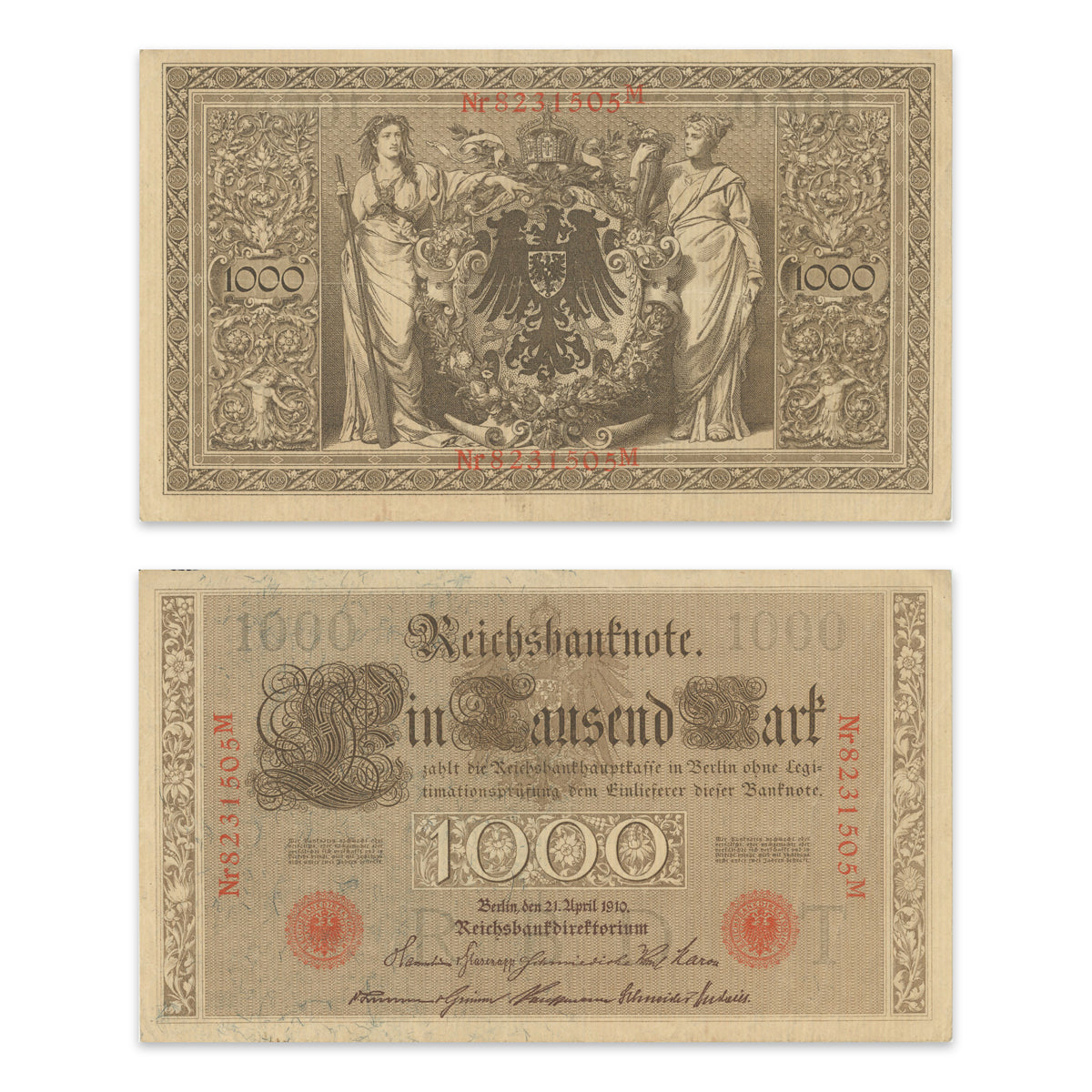 Germany - Reichsbanknote 1000 Mark 1910 P# 44b VF-25