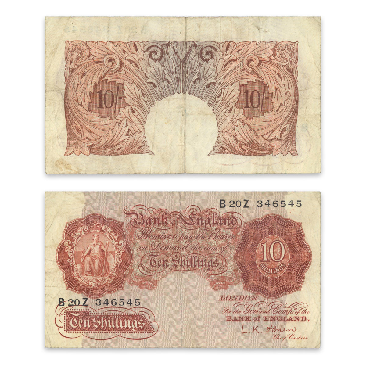 Great Britain 10 Shillings 1955 P# 368c F-18