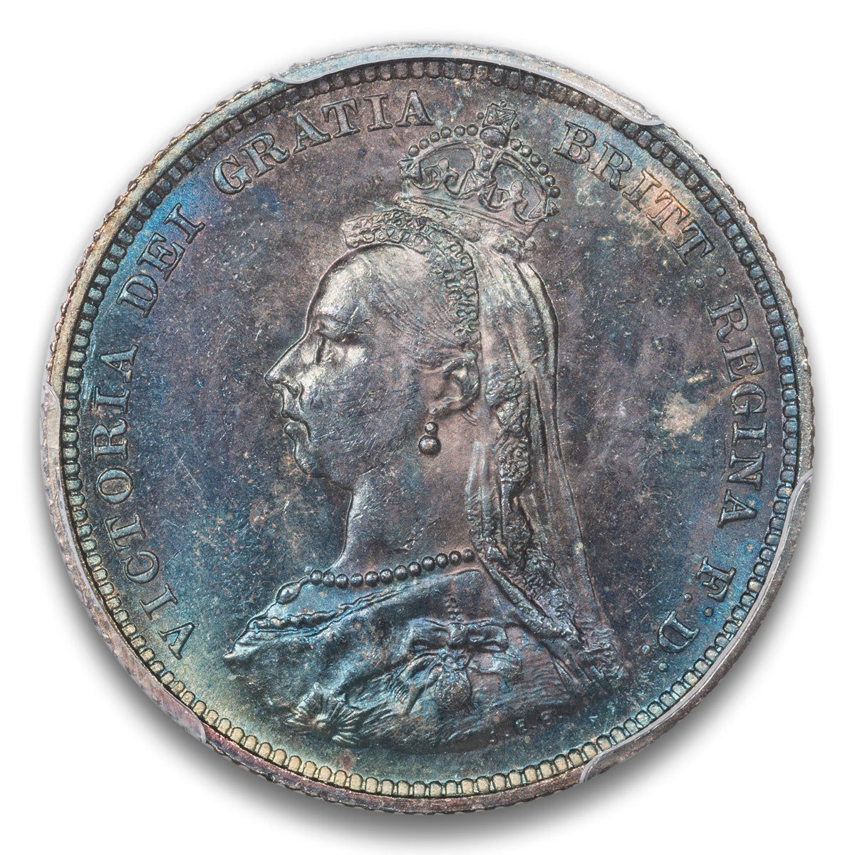 Great Britain Silver Shilling 1887 MS-63