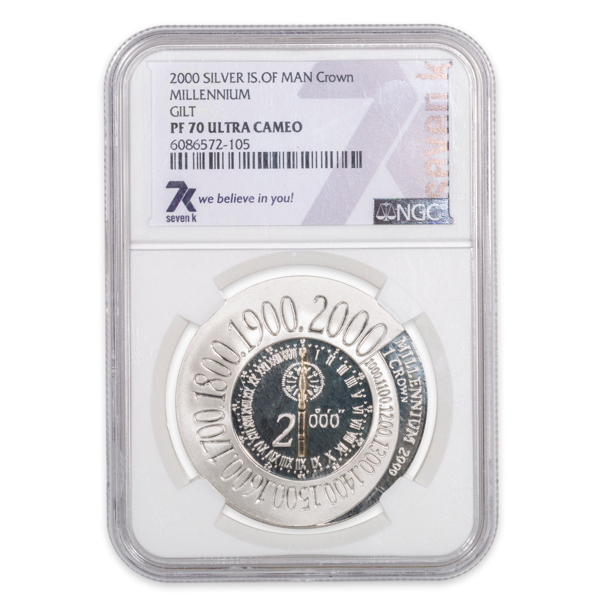 Isle of Man Millennium Silver Crown 2000 MS-70 Ultra Cameo
