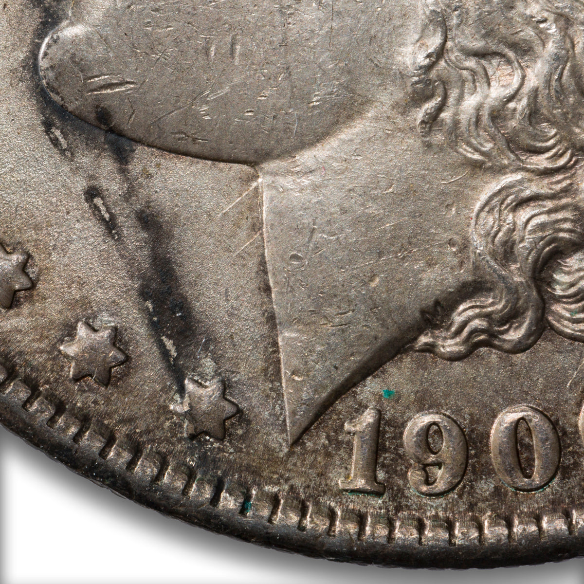 US $1 Morgan 1900O TOP 100 VAM 15A Doubled Stars Clashed Non-Certified MS-63