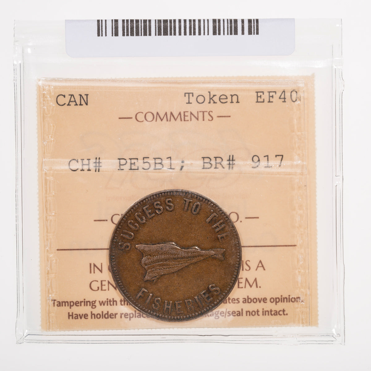 Prince Edward Island CH# PE-5B1 Speed The Plough - Success To The Fisheries (1860) Hook reverse ICCS EF-40