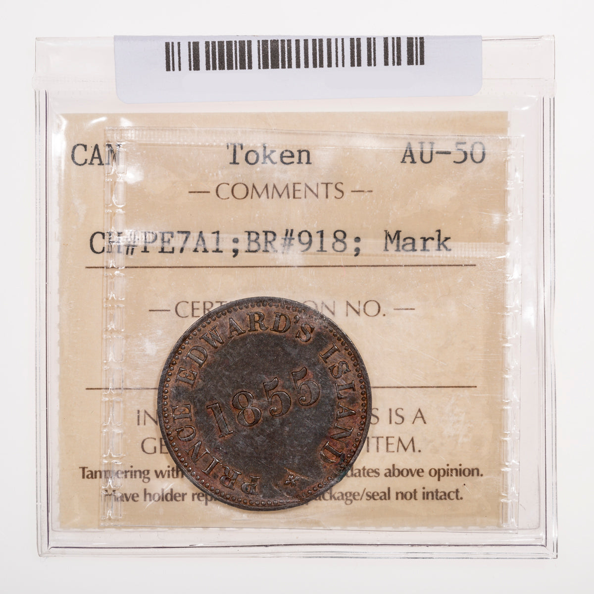 Prince Edward Island CH# PE-7A1 Self Government And Free Trade - Prince Edward's Island 1855 Thick top fives ICCS AU-50