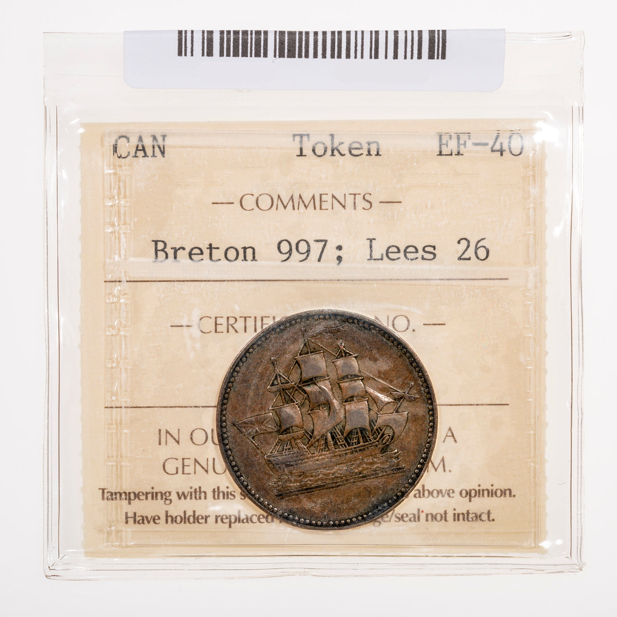 Prince Edward Island CH# PE-10-26 Ships Colonies & Commerce (1835) Single H; Gap in ampersand ICCS EF-40