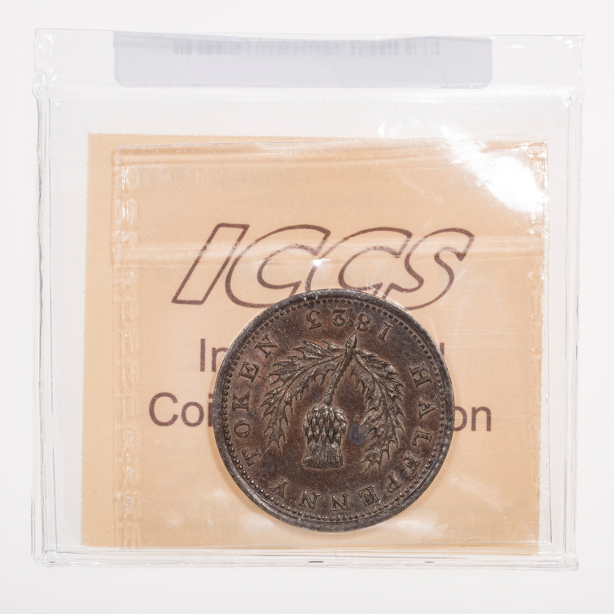 Nova Scotia CH# NS-1A3 Thistle George IV Halfpenny Token 1823 Fourteen leaves ICCS AU-55